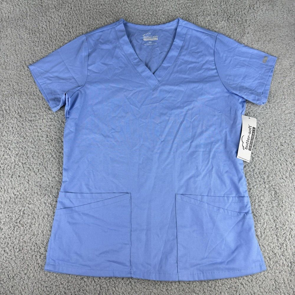 Butter Soft Original Scrub Top Light Blue Nwt Womens Size Xs Xtra Small
